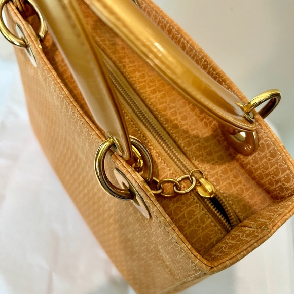 LADY DIOR BAG AUTHENTIC Unique Color Suede Satchel Gold Hardware Patent Leather - Picture 9 of 16